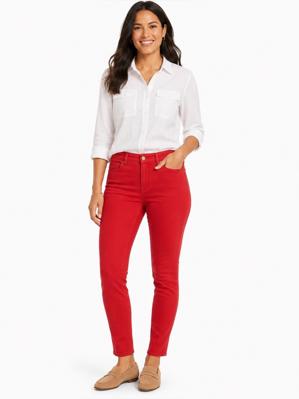 Chico’s Platinum Jegging Red Skinny Stretch Jeans Size 0.5 US 4